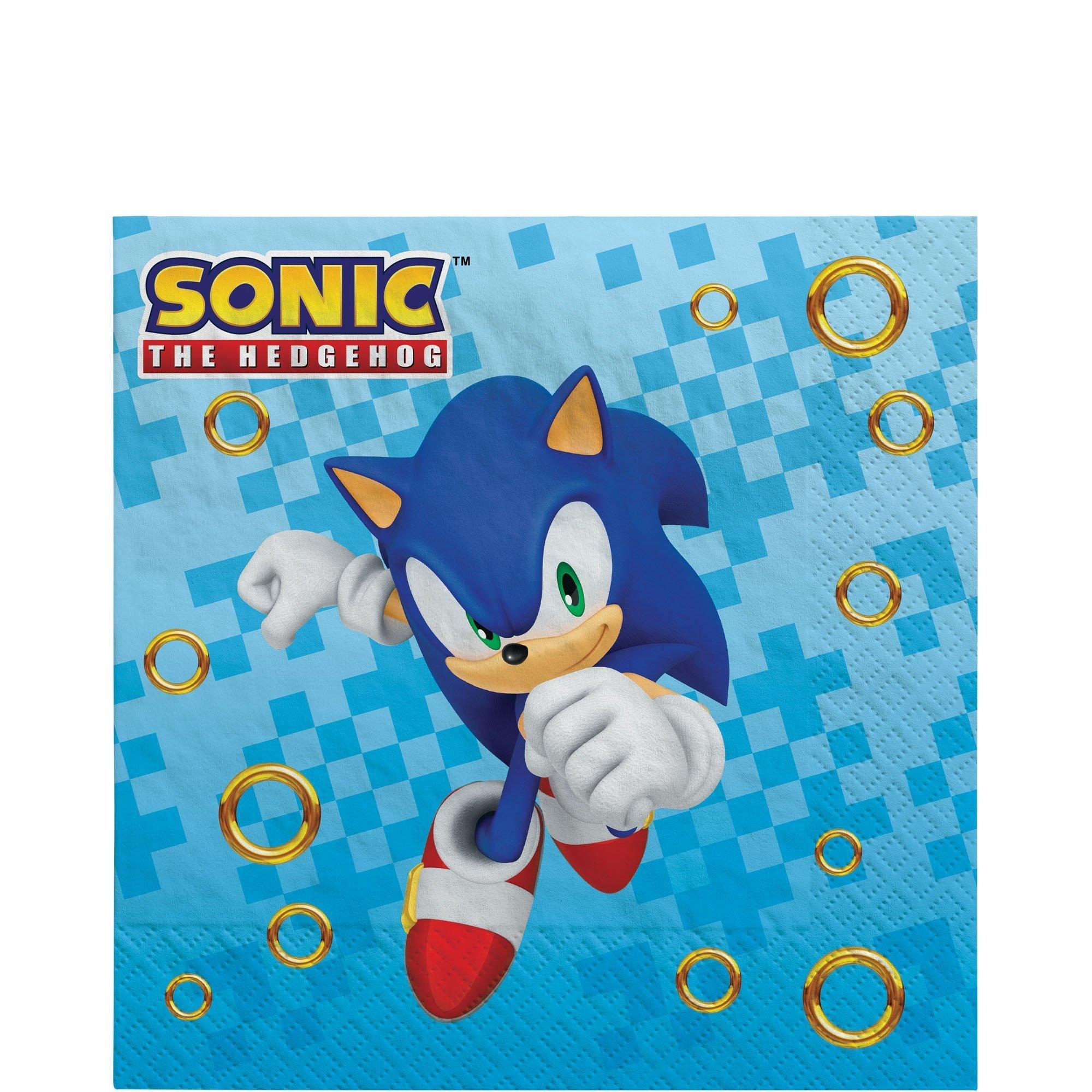 Sonic the Hedgehog Birthday Party Supplies Pack for 8 Guests - Kit Includes Plates, Napkins, Cups, Table Cover, Scene Setter, Photo Booth Props, Themed Latex Balloons & Favor Cup